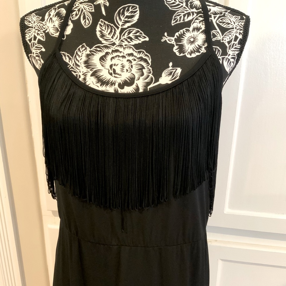 Long Black Fringe Dress